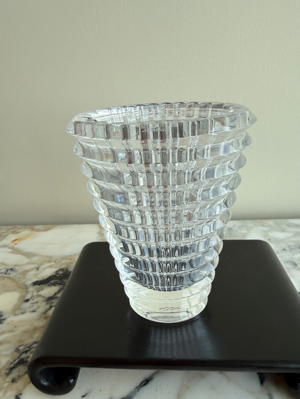 Baccarat Crystal Eye Oval Vase, Small 5.5"