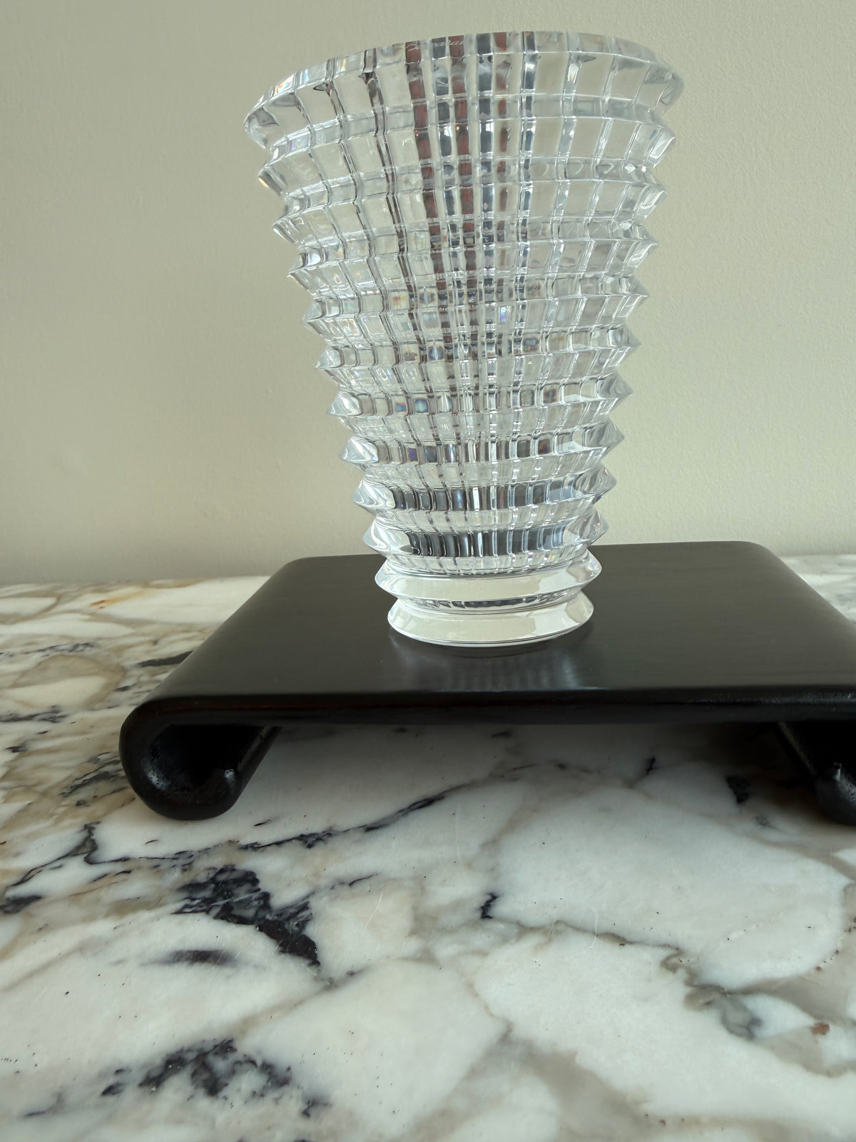 Baccarat Crystal Eye Oval Vase, Small 5.5"