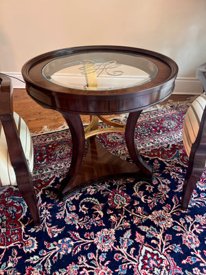 Schnadig Round Side Table with Etched Glass Insert