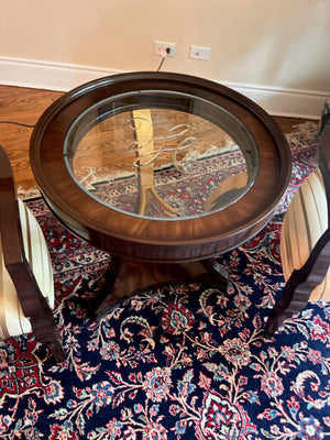 Schnadig Round Side Table with Etched Glass Insert