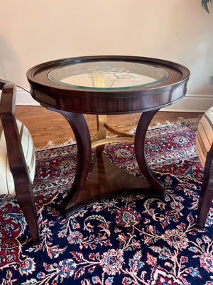 Schnadig Round Side Table with Etched Glass Insert