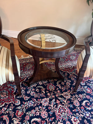 Schnadig Round Side Table with Etched Glass Insert