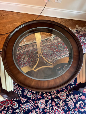 Schnadig Round Side Table with Etched Glass Insert