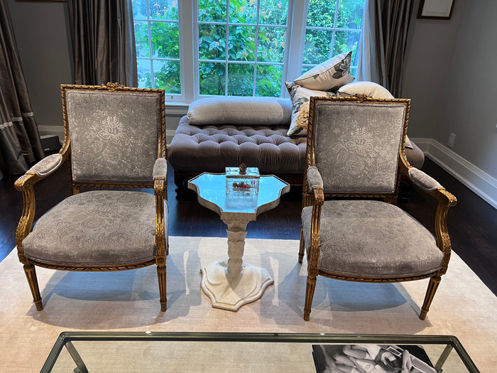 Pair of Antique Louis XVI French Gilded Armchairs