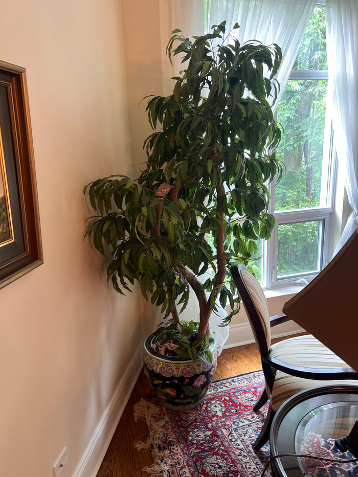 Chinese Planter with Artificial Tree