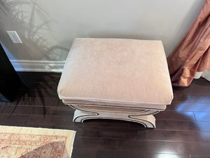Beige Ottoman with Nailhead Trim