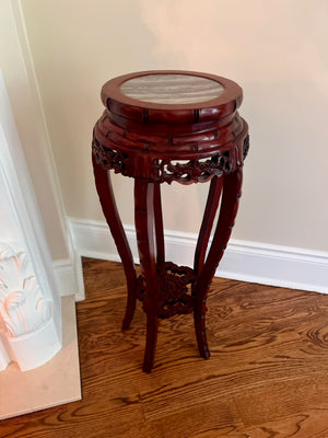 Vintage Chinese Rosewood Plant Stand with Marble Insert