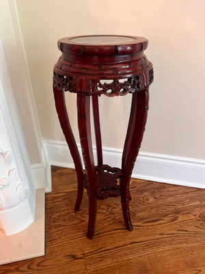 Vintage Chinese Rosewood Plant Stand with Marble Insert