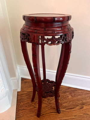 Vintage Chinese Rosewood Plant Stand with Marble Insert