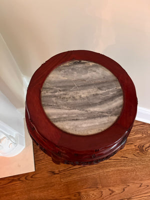 Vintage Chinese Rosewood Plant Stand with Marble Insert