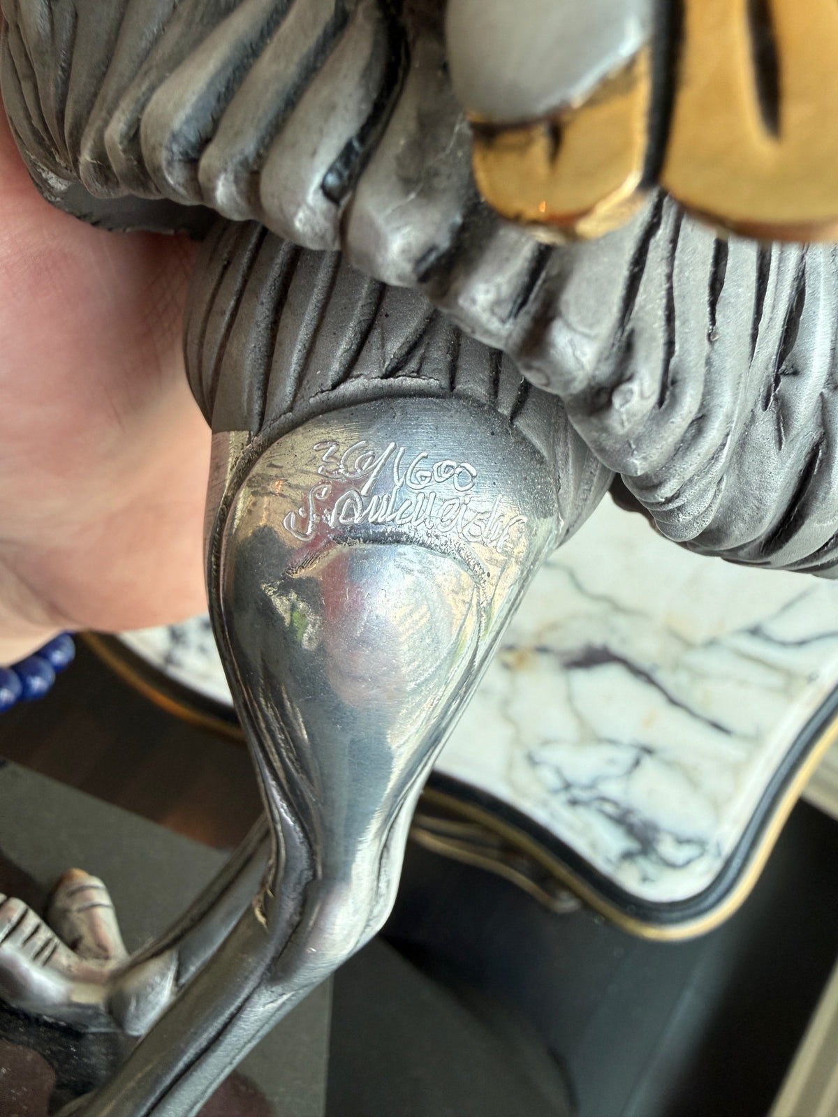 Pair of Frank Meisler Signed Limited Edition Male & Female Ostrich Fine Metal Sculptures- 10.75"