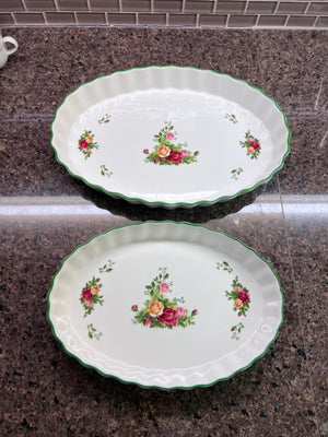 2 Royal Albert Old Country Roses Oval Baking Dishes