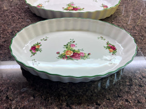 2 Royal Albert Old Country Roses Oval Baking Dishes