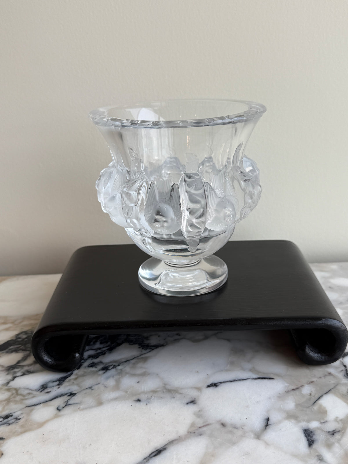 Lalique Crystal Dampierre Pedestal Vase- 4.75"