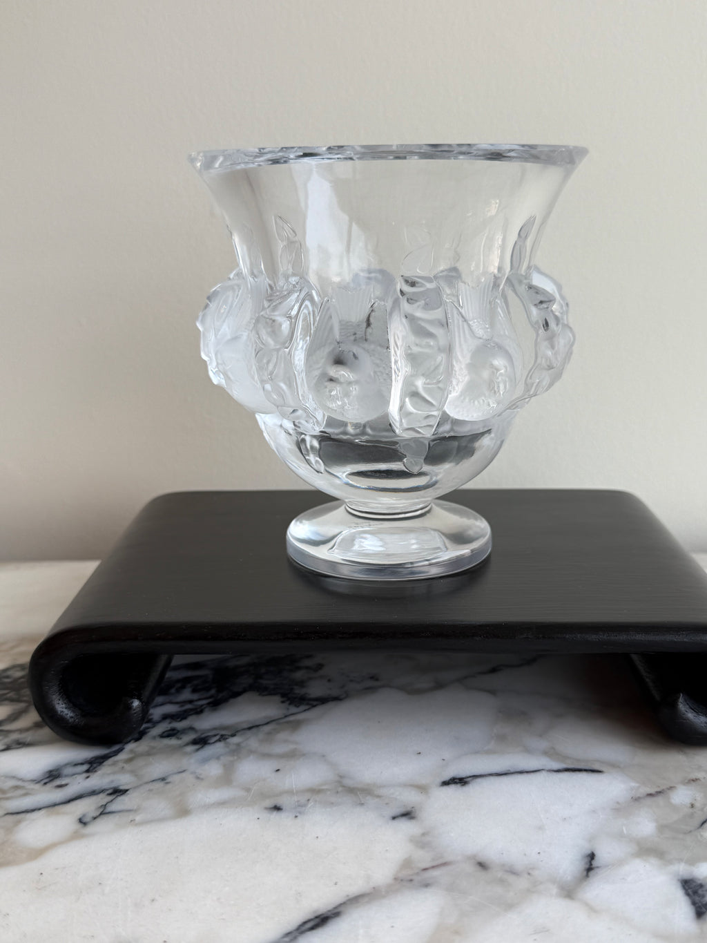Lalique Crystal Dampierre Pedestal Vase- 4.75"