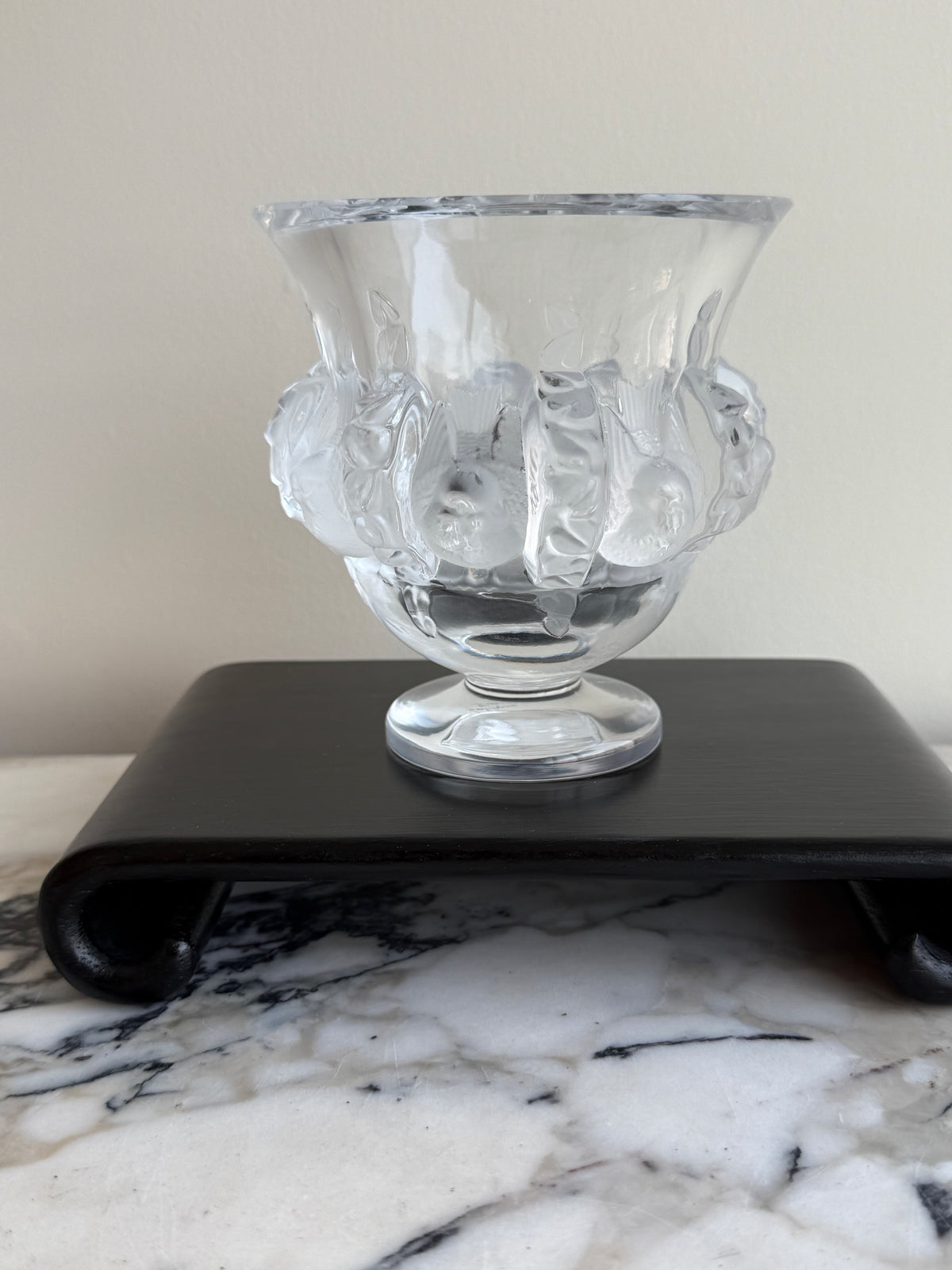 Lalique Crystal Dampierre Pedestal Vase- 4.75"