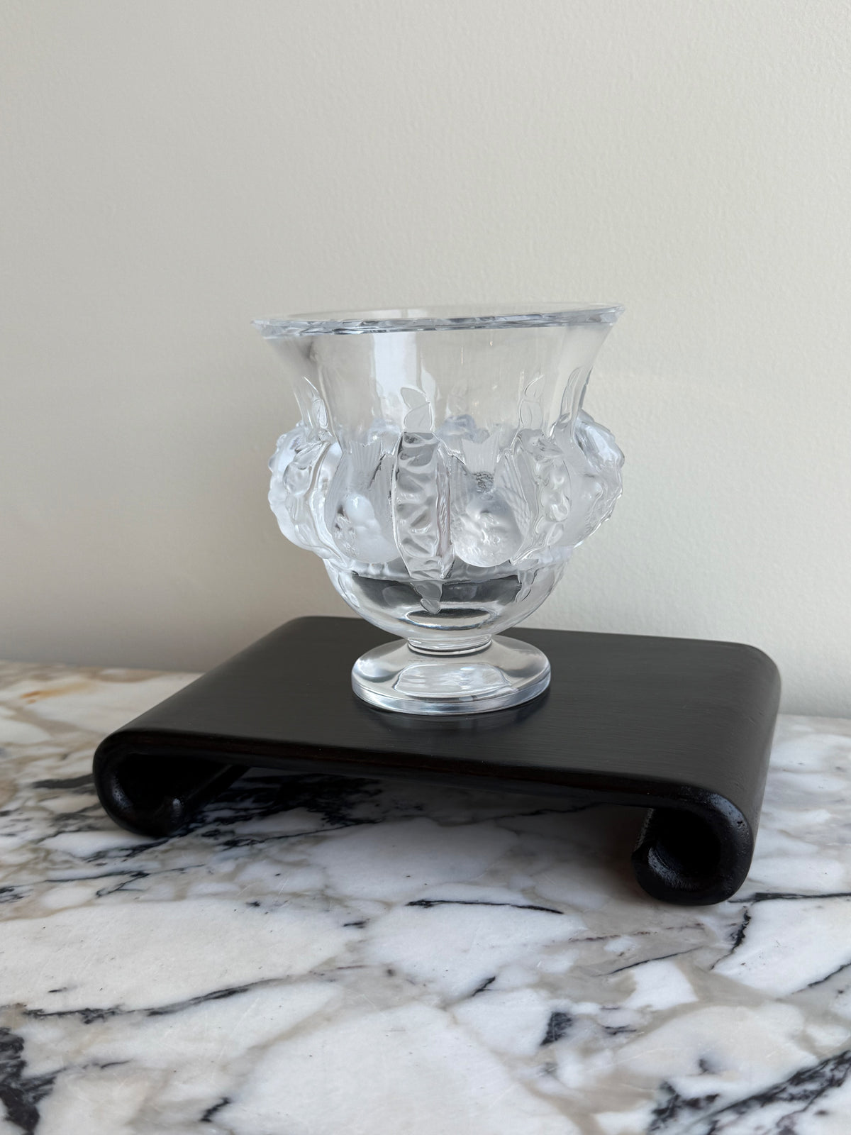Lalique Crystal Dampierre Pedestal Vase- 4.75"