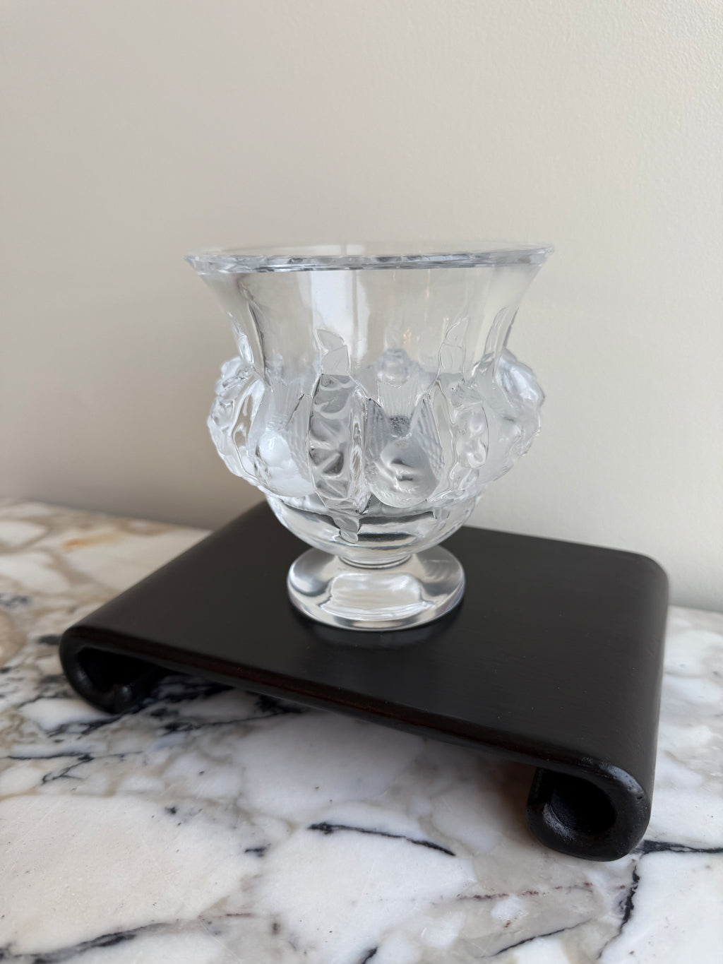 Lalique Crystal Dampierre Pedestal Vase- 4.75"