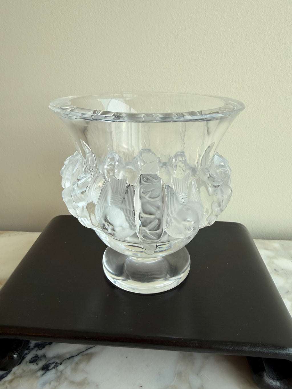 Lalique Crystal Dampierre Pedestal Vase- 4.75"