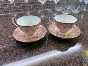 2 Royal Albert Vintage Florals Peach Cups & Saucers