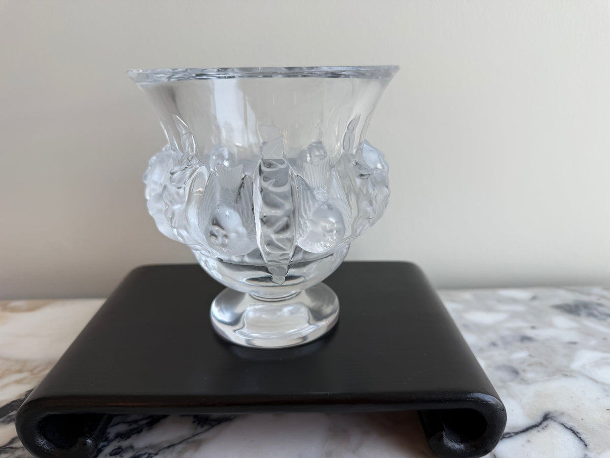 Lalique Crystal Dampierre Pedestal Vase- 4.75"