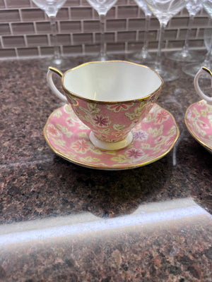 2 Royal Albert Vintage Florals Peach Cups & Saucers