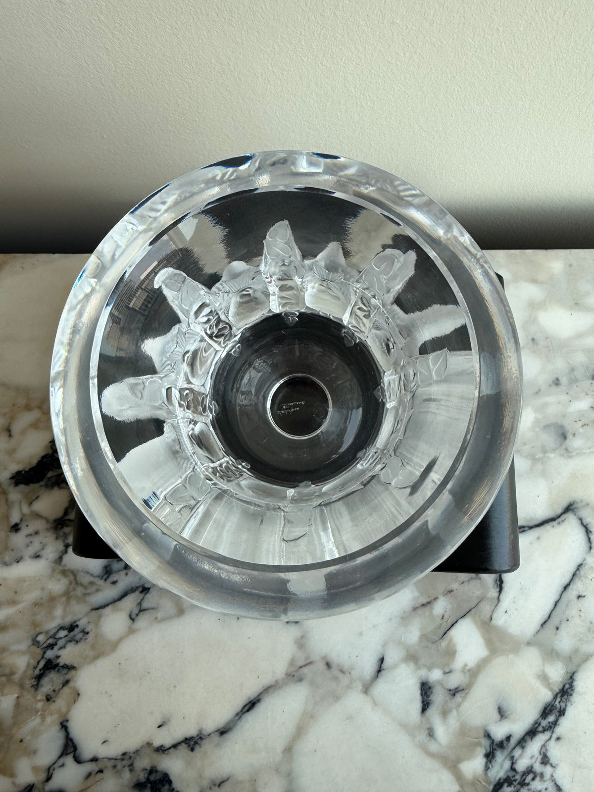 Lalique Crystal Dampierre Pedestal Vase- 4.75"