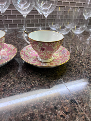 2 Royal Albert Vintage Florals Peach Cups & Saucers