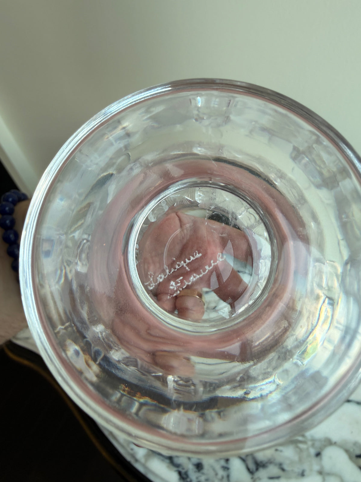 Lalique Crystal Dampierre Pedestal Vase- 4.75"