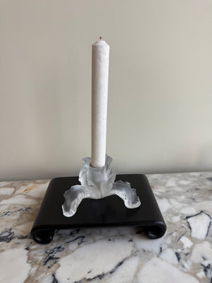 Lalique Crystal Iris Single Candle Holder- 2.75"h