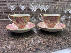 2 Royal Albert Vintage Florals Peach Cups & Saucers