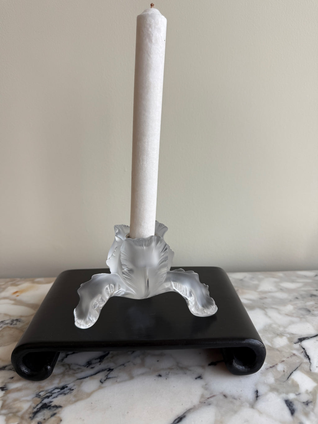 Lalique Crystal Iris Single Candle Holder- 2.75"h
