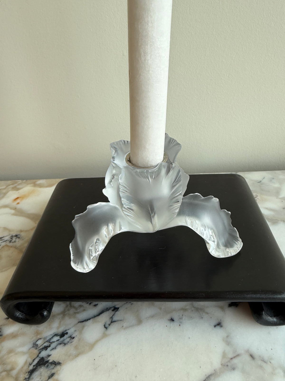 Lalique Crystal Iris Single Candle Holder- 2.75"h