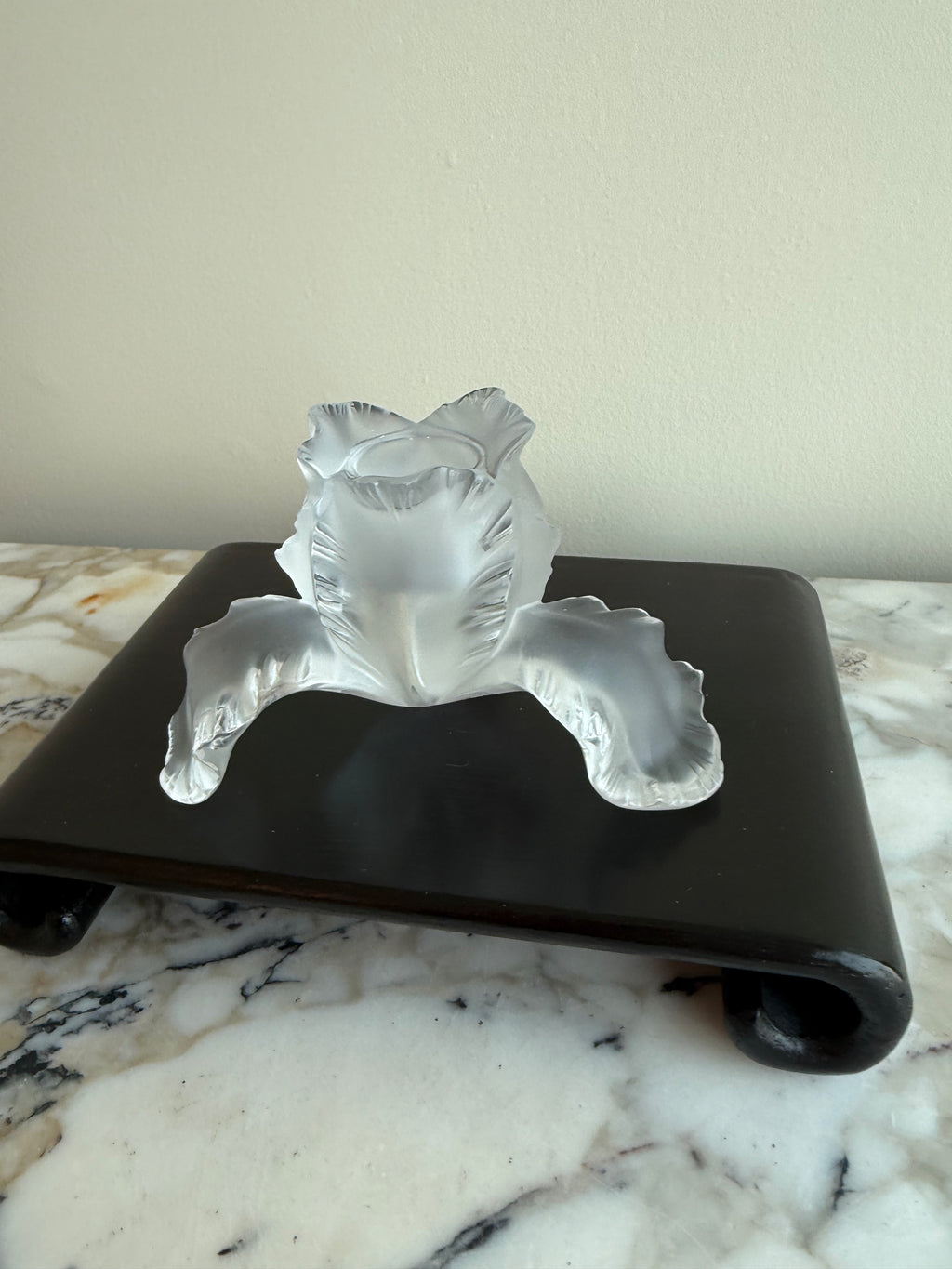 Lalique Crystal Iris Single Candle Holder- 2.75"h