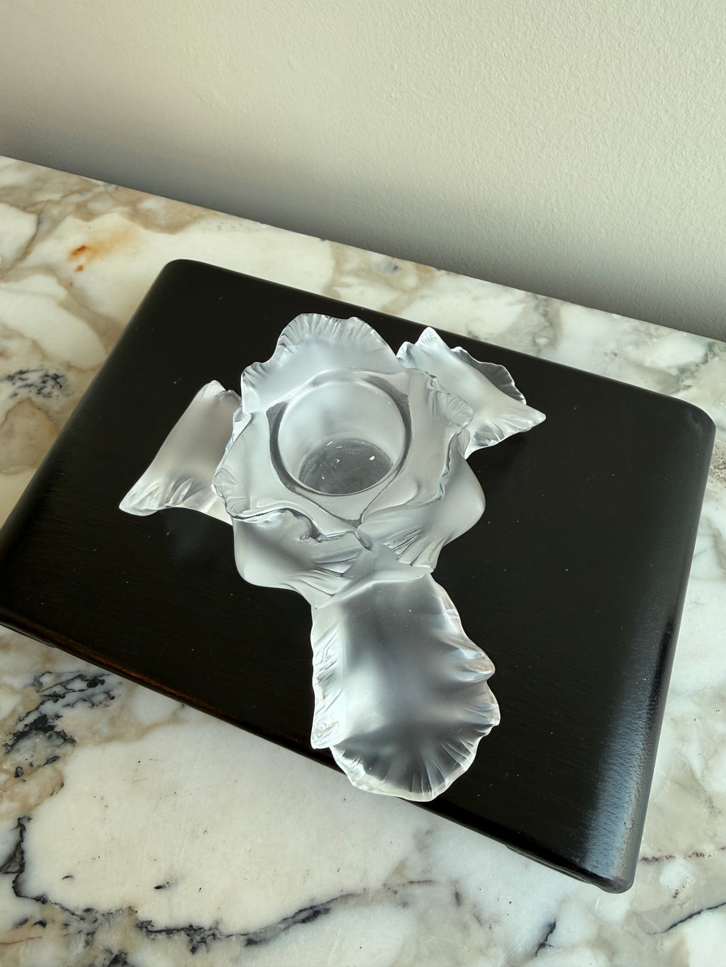 Lalique Crystal Iris Single Candle Holder- 2.75"h