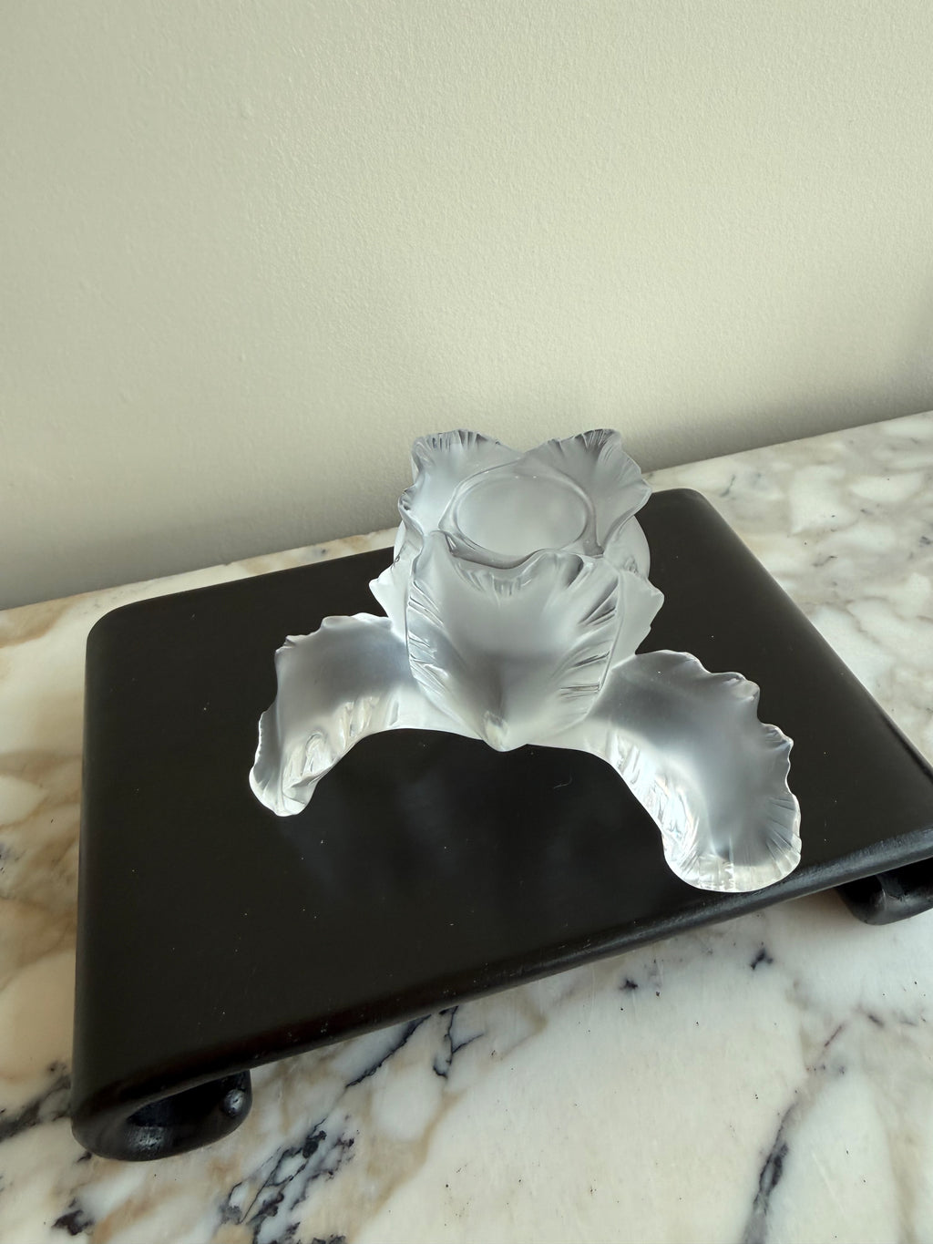 Lalique Crystal Iris Single Candle Holder- 2.75"h