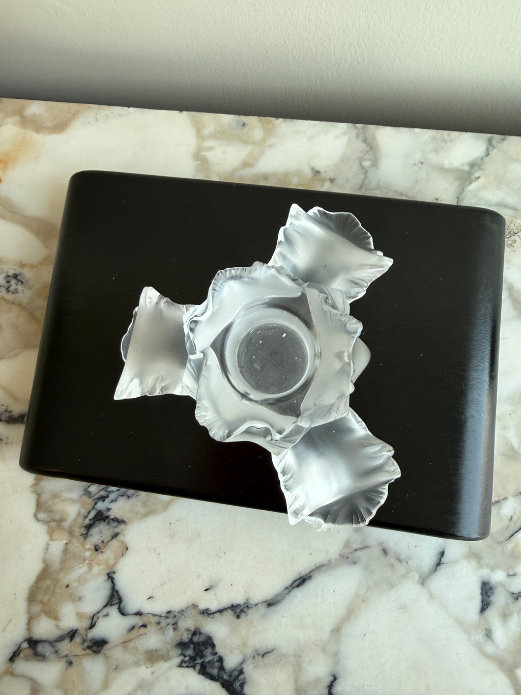 Lalique Crystal Iris Single Candle Holder- 2.75"h