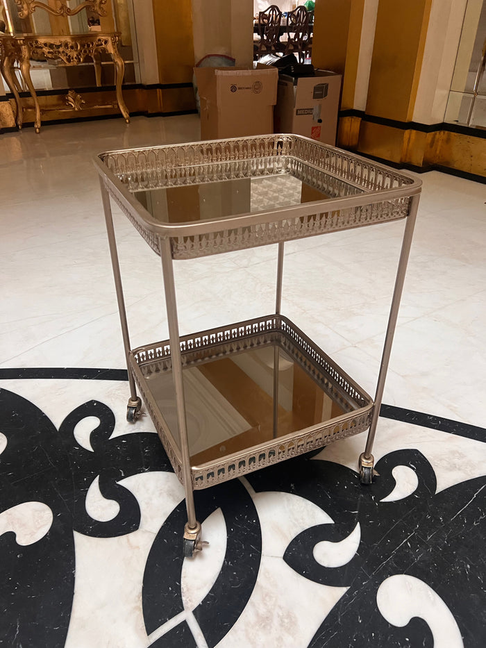 Silver/Gold 2-Tier Cart on Wheels