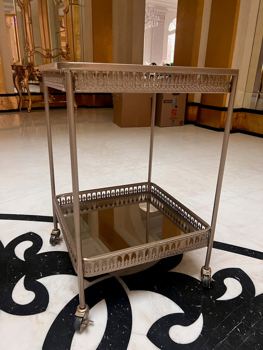 Silver/Gold 2-Tier Cart on Wheels