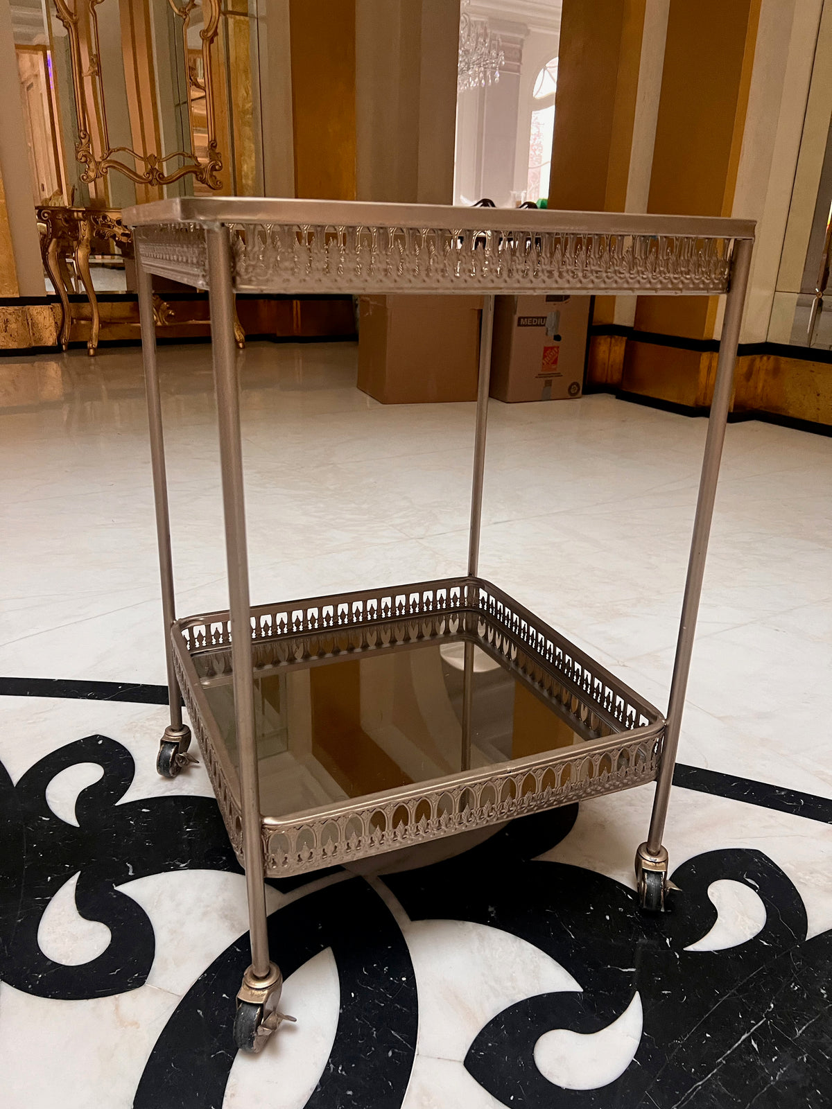 Silver/Gold 2-Tier Cart on Wheels