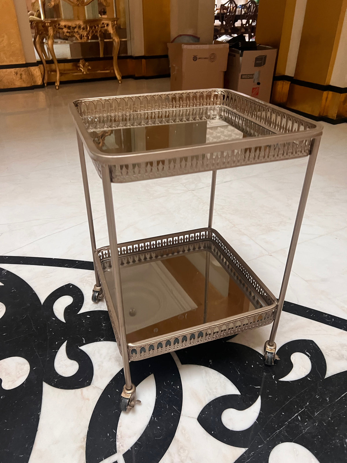 Silver/Gold 2-Tier Cart on Wheels