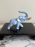 Herend Blue Fishnet Elephant Porcelain Figurine- 3.5"h