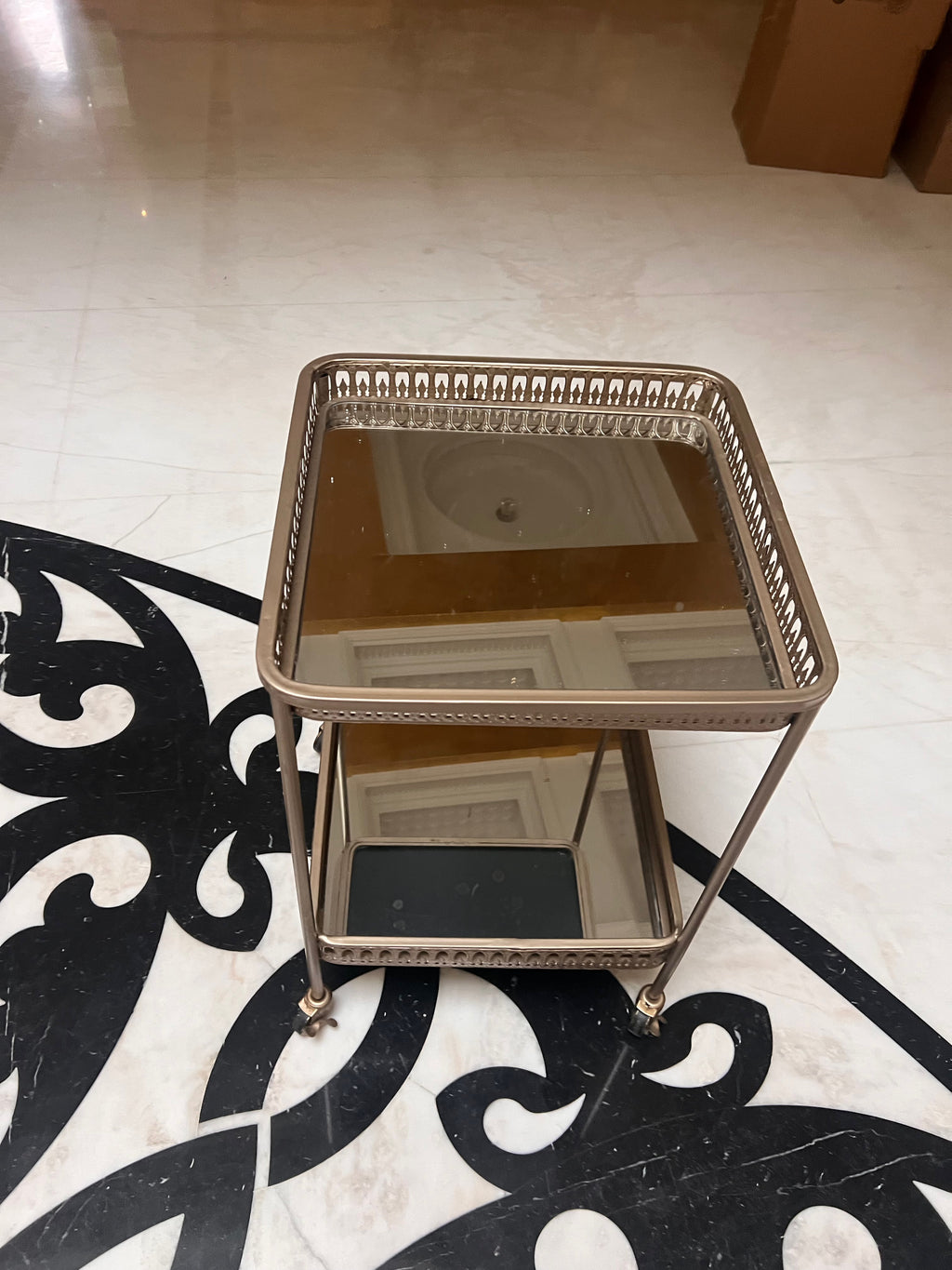 Silver/Gold 2-Tier Cart on Wheels