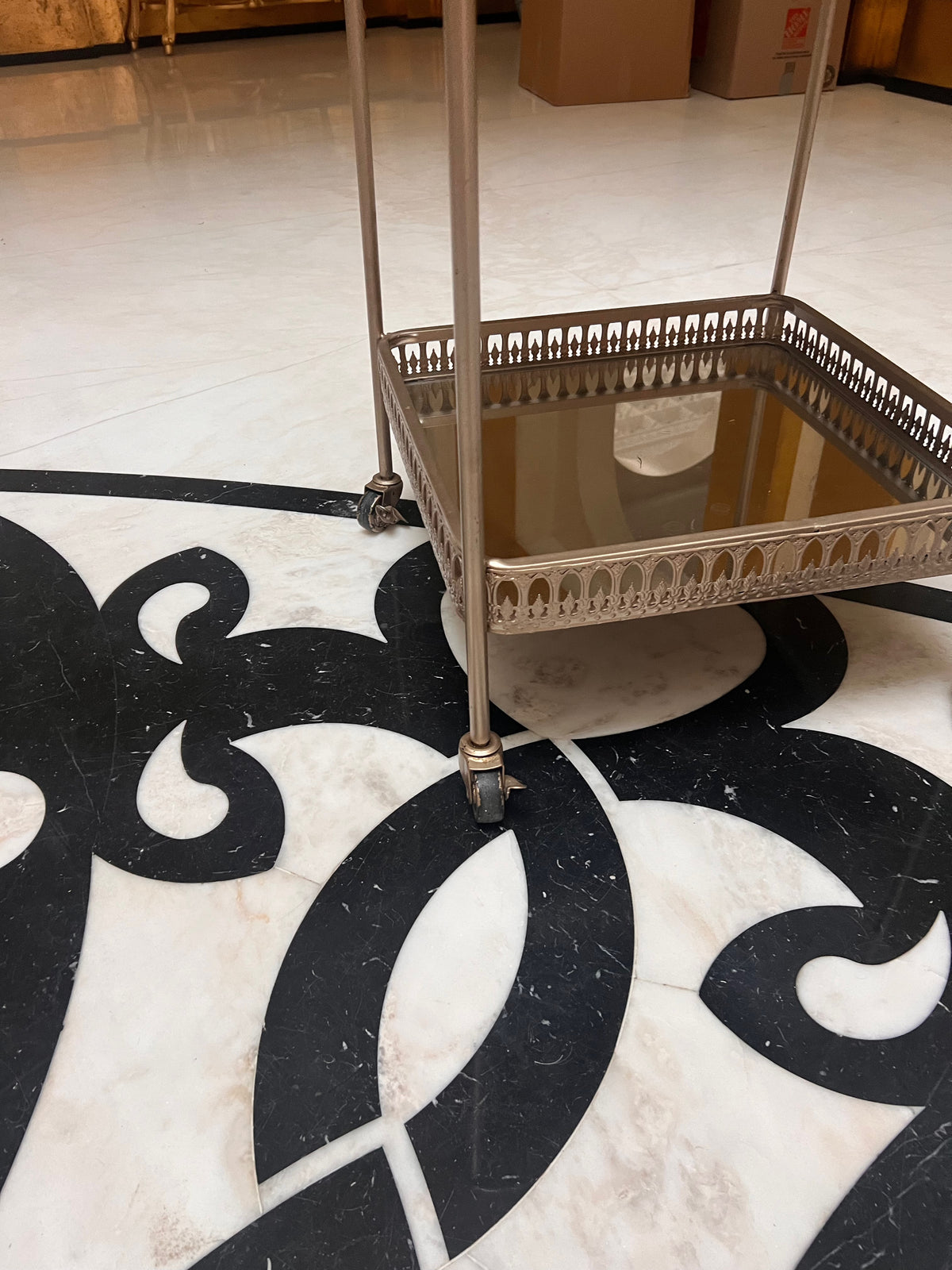 Silver/Gold 2-Tier Cart on Wheels