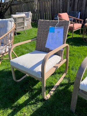 Steel and Wicker Armchair w/Seat Cushion