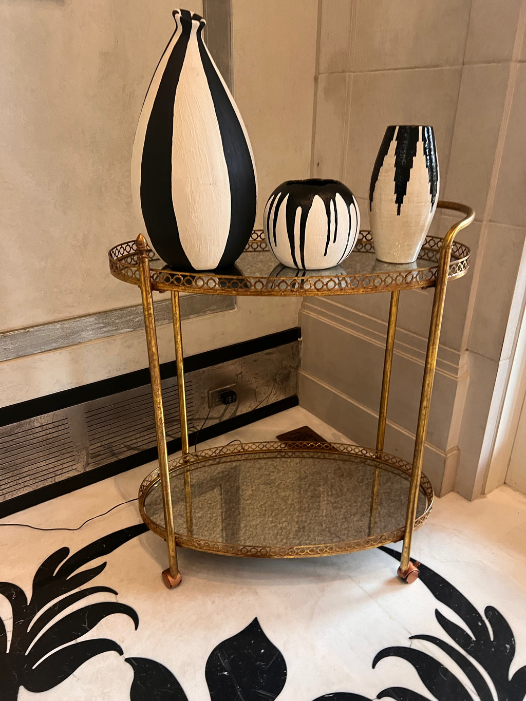 Gold 2-Tier Cart on Wheels