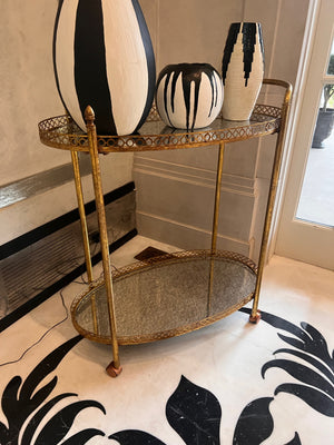 Gold 2-Tier Cart on Wheels