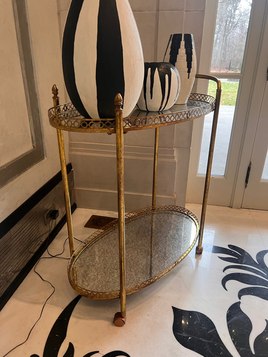 Gold 2-Tier Cart on Wheels
