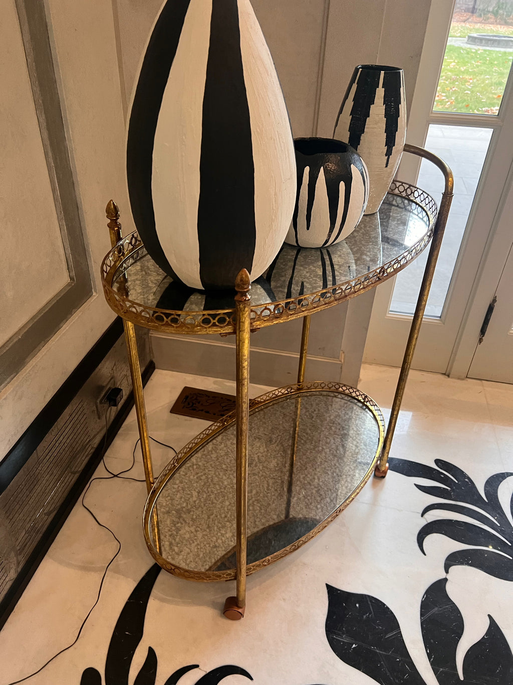 Gold 2-Tier Cart on Wheels