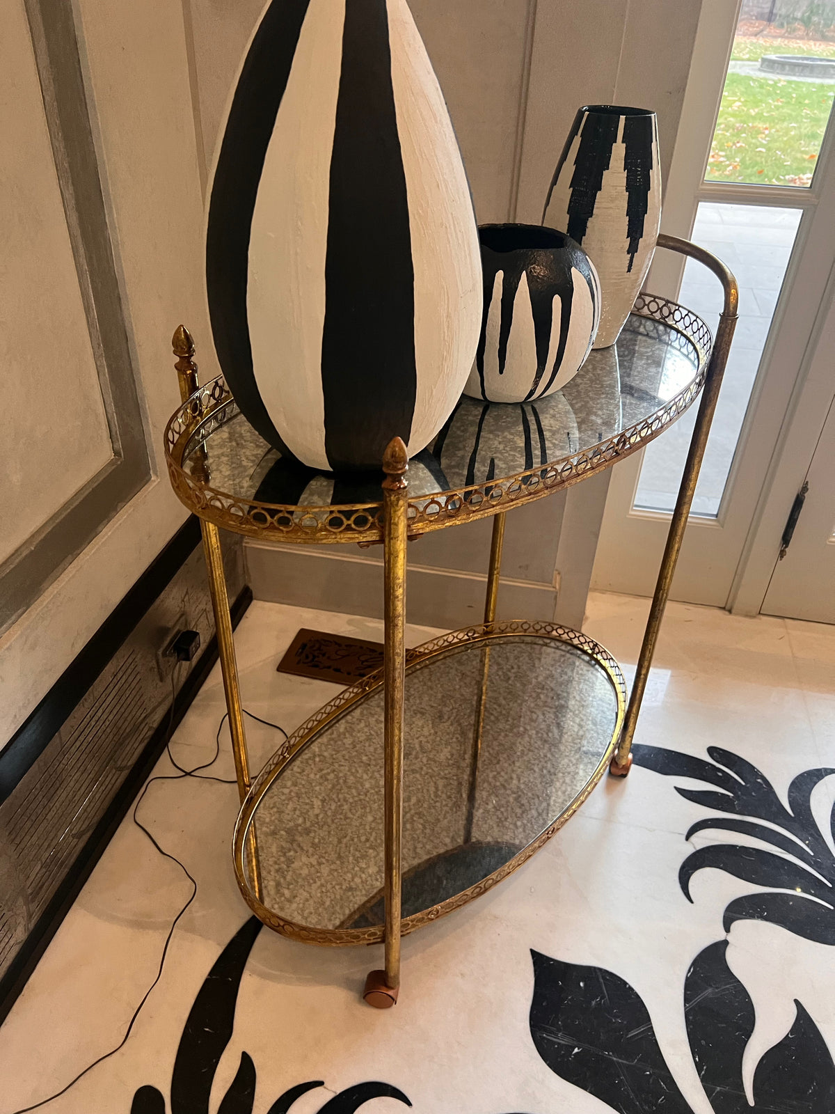 Gold 2-Tier Cart on Wheels